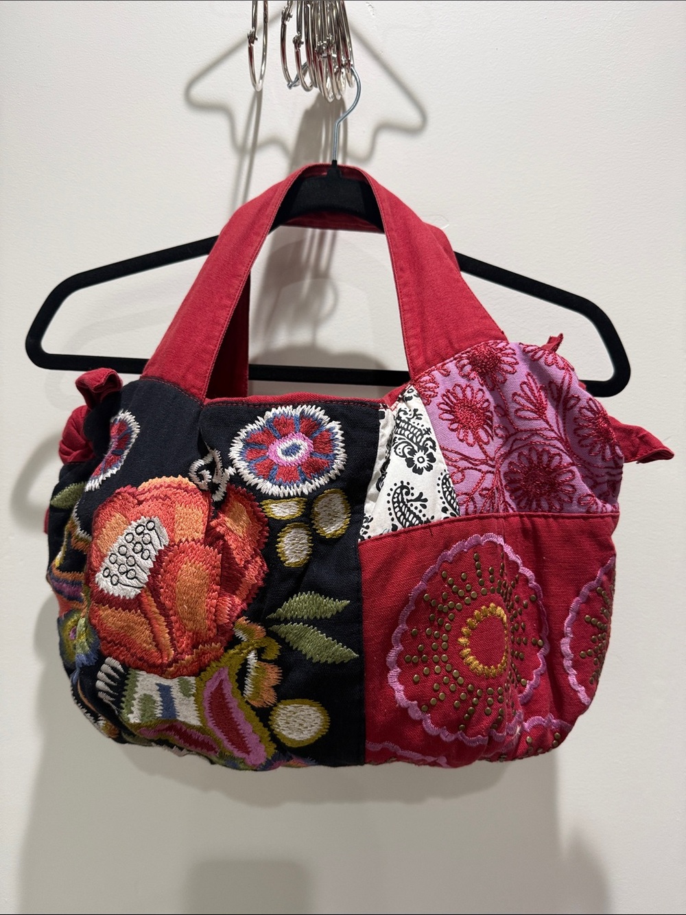 Anthropologie Jasper & Jeera Boho Patchwork Embroidered Slouch Hobo Shoulder Bag